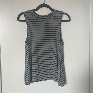 See you Monday Grey and Black Striped Sleeveless Tank Top
